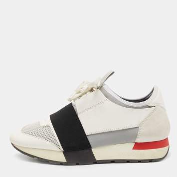 Pre Owned Balenciaga Multicolor Leather and Mesh Race Runner Sneakers Size 36