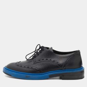 Pre Owned Balenciaga Black Brogue Leather Lace Up Derby Size 38