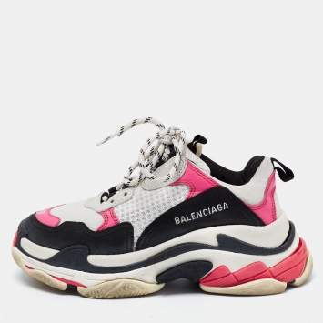 Pre Owned Balenciaga Multicolor Leather and Mesh Track Sneakers Size 37