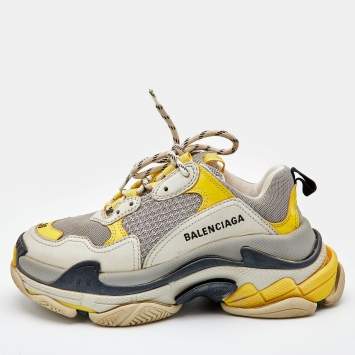 Pre Owned Balenciaga Multicolor Nubuck Leather and Mesh Triple S Sneakers Size 36