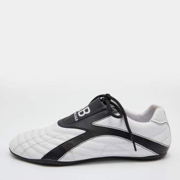 Pre Owned Balenciaga White/Black Leather Zen Low Top Sneakers Size 36