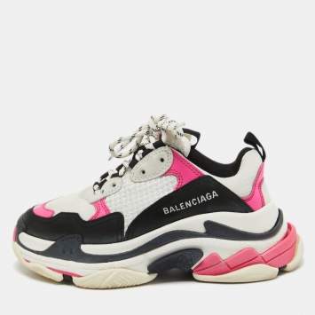Pre Owned Balenciaga Tricolor Mesh and Leather Triple S Sneakers Size 36