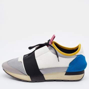 Pre Owned Balenciaga Multicolor Leather and Mesh Race Runner Sneakers Size 39