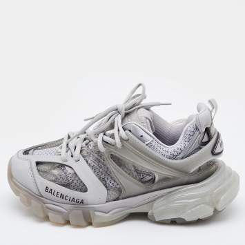 مملوكة مسبقًا Balenciaga White Mesh and Leather Track 2 Low Top Sneakers Size 36