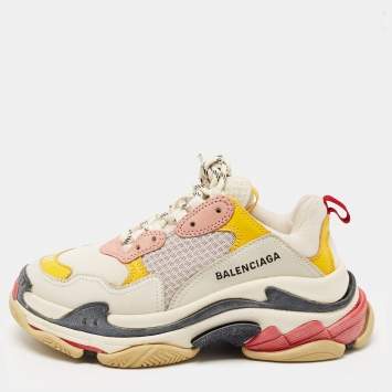 Pre Owned Balenciaga Multicolor Mesh and Leather Triple S Sneakers Size 37