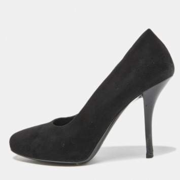 Pre Owned Balenciaga Black Suede Pumps Size 37