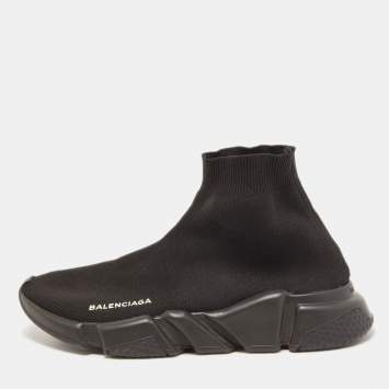 Pre Owned Balenciaga Black Knit Fabric Speed Trainer Sneakers Size 40