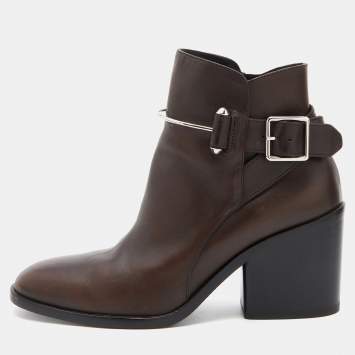 Pre Owned Balenciaga Brown Leather Ankle Boots Size 40