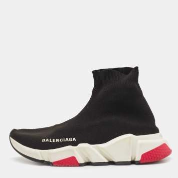 Pre Owned Balenciaga Black Knit Fabric Speed Trainer Sneakers Size 36