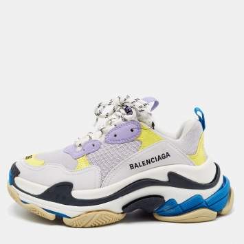 Pre Owned Balenciaga Multicolor Mesh and Leather Triple S Sneakers Size 36