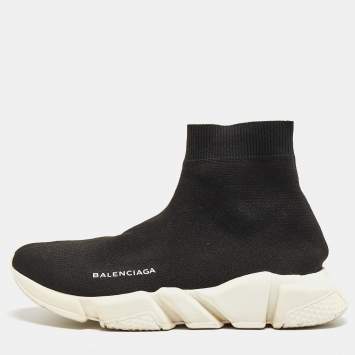 Pre Owned Balenciaga Black Knit Fabric Speed Trainer Sneakers Size 40