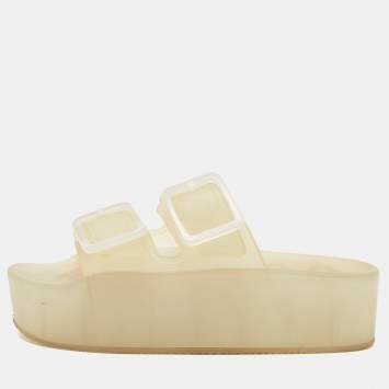 مملوكة مسبقًا Balenciaga Transparent Rubber Logo Slides Size 36