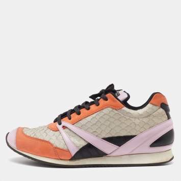 Pre Owned Balenciaga Tricolor Embossed Python and Leather Low Top Sneakers Size 40.5