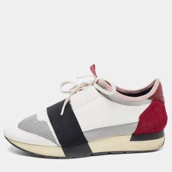 Pre Owned Balenciaga Multicolor Leather and Mesh Race Runner Sneakers Size 39