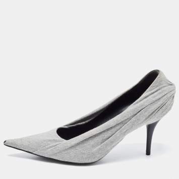 Pre Owned Balenciaga Grey Fabric Knife Pointed Toe  Pumps Size 39