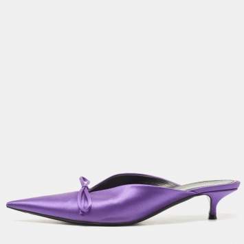 مملوكة مسبقًا Balenciaga Purple Satin Knife  Mules Size 37 