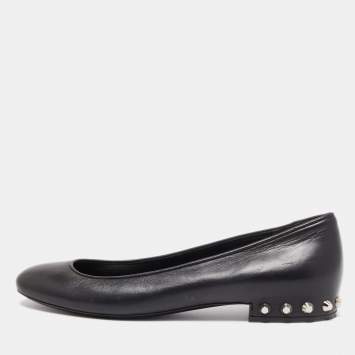 Pre Owned Balenciaga Black Leather Ballet Flats Size 39