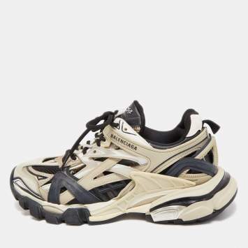 Pre Owned Balenciaga Tricolor Leather and Mesh Track 2 Sneakers Size 37
