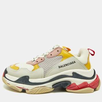 Pre Owned Balenciaga Multicolor Leather and Mesh Triple S Sneakers Size 38