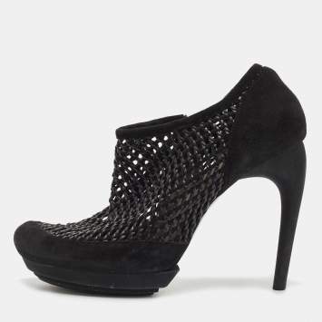Pre Owned Balenciaga Black Leather and Suede Ankle Boots Size 40.5