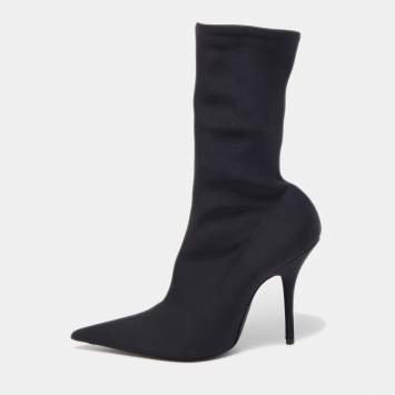 Pre Owned Balenciaga Black Fabric Sock Mild calf Boots Size 40