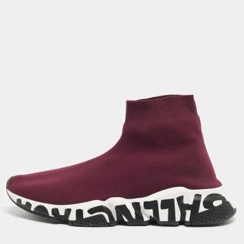 مملوكة مسبقًا Balenciaga Purple Knit Speed Trainer High Top Sneakers Size 40