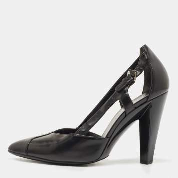 مملوكة مسبقًا Balenciaga Black Leather Cutout Pumps Size 38