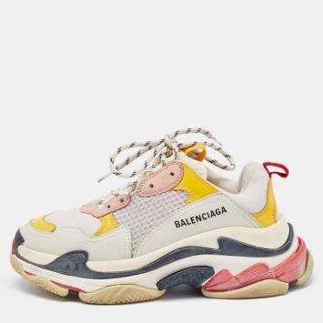 مملوكة مسبقًا Balenciaga Multicolor Mesh and Leather Triple S Sneakers Size 39