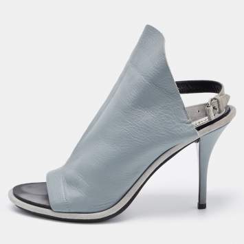 Pre Owned Balenciaga Grey Suede and Leather Glove Sandals Size 39