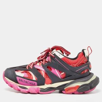 Pre Owned Balenciaga Tricolor Faux Leather and Mesh Track Sneakers Size 37