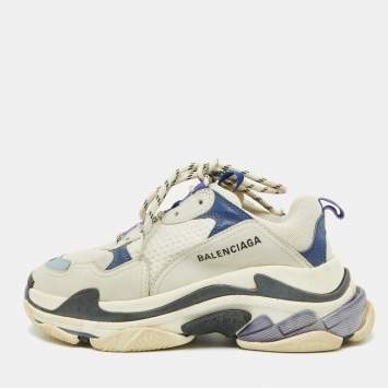 Pre Owned Balenciaga Multicolor Leather and Mesh Triple S Sneakers Size 38