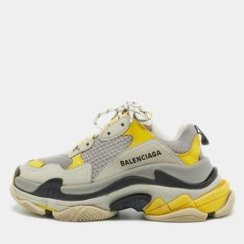 Pre Owned Balenciaga Multicolor Leather and Mesh Triple S Sneakers Size 36