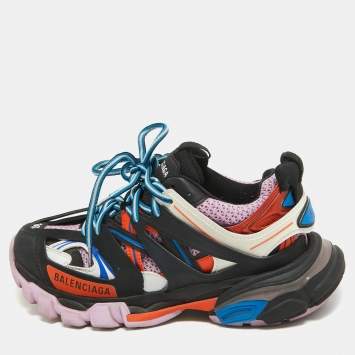 Pre Owned Balenciaga Multicolor Faux Leather and Mesh Track Sneakers Size 36