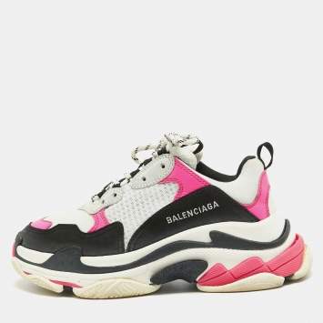 Pre Owned Balenciaga Multicolor Leather and Mesh Triple S Sneakers Size 39