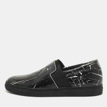 Pre Owned Balenciaga Black Leather Slip On Sneakers Size 40  