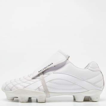 Pre Owned Balenciaga White Faux Leather Soccer Low Top Sneakers Size 35