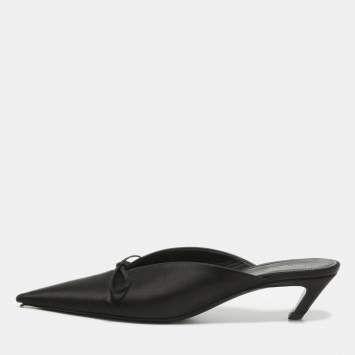 Pre Owned Balenciaga Black Satin Knife  Mules Size 39 