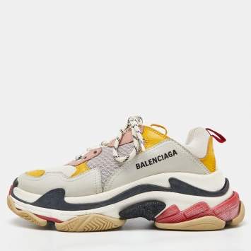 Pre Owned Balenciaga Multicolor Faux Leather and Mesh Triple S Sneakers Size 38