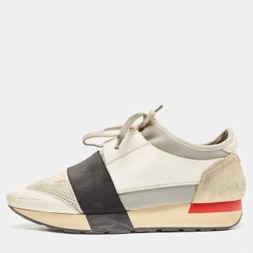 Pre Owned Balenciaga Multicolor Suede and Leather Race Runner Sneakers Size 37