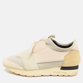 Pre Owned Balenciaga Multicolor Fabric and Leather Race Runner Sneakers Size 37 