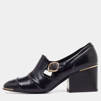 مملوكة مسبقًا Balenciaga Black Leather Loafer Pumps Size 36