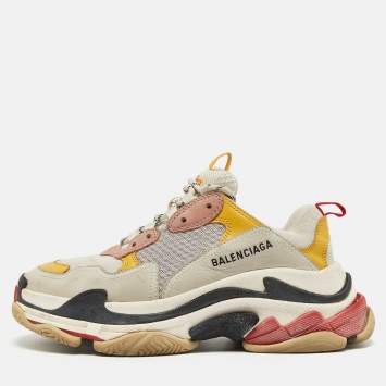 Pre Owned Balenciaga Multicolor Mesh and Nubuck Triple S Sneakers Size 39