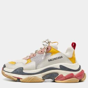 Pre Owned Balenciaga Multicolor Leather and Mesh Triple S Sneakers Size 39