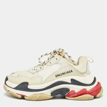 Pre Owned Balenciaga Multicolor Nubuck and Mesh Triple S Sneakers Size 38