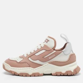Bally Old Rose/White Leather Holden Sneakers Size 38
