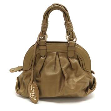Pre Owned Bally Metallic Olive Leather Satchel