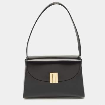 Pre Owned Bally Black Brushed Leather Small Ollam Shoulder Bag