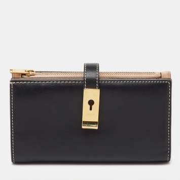 Pre Owned Bally Black Leather Amy  Zip Around French Wallet 