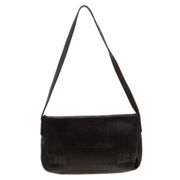 Pre Owned Bally Black Branchville Embossed Leather Shoulder Bag