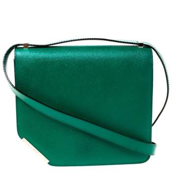 Pre Owned Bally Green Leather Corner Shoulder Bag